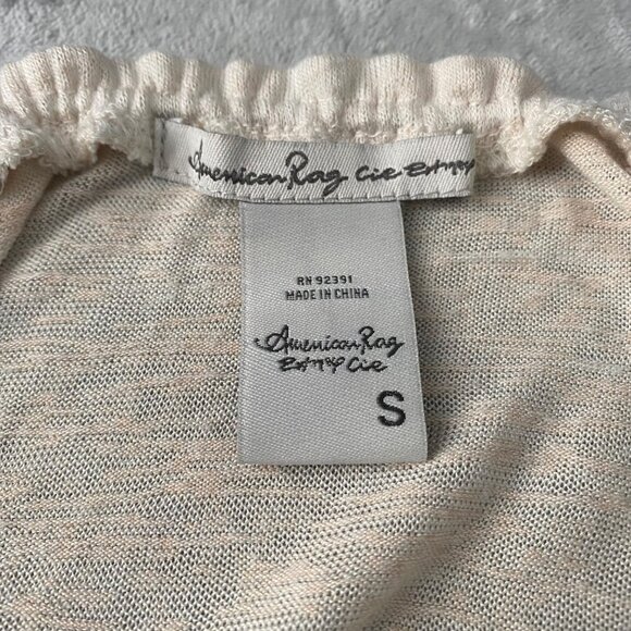 American Rag Boho Off-The-Shoulder Lace Bell Sleeve‎ Oat Color Top Size S - Picture 2 of 10